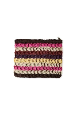 Pochette en raphia à rayures