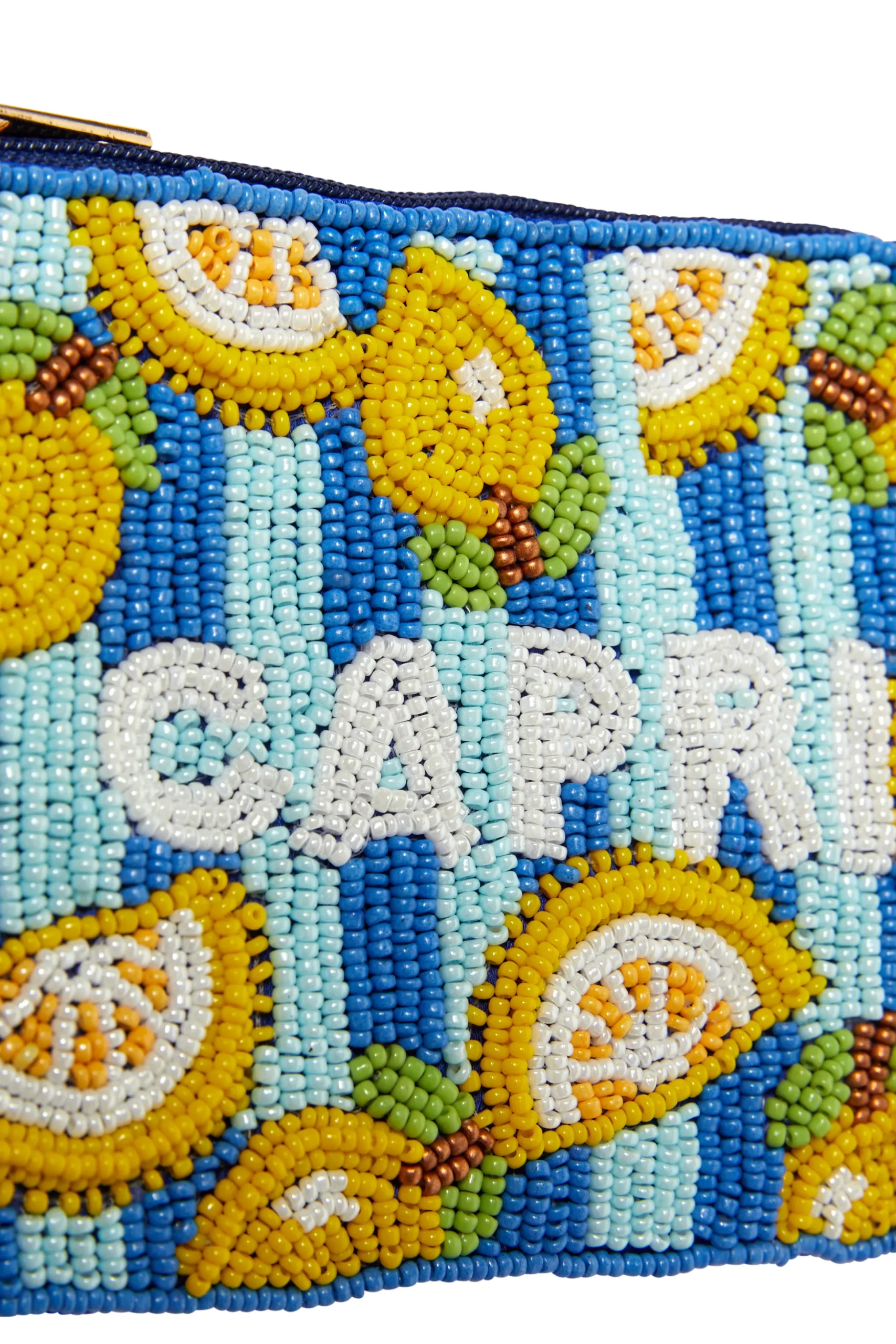 Pochette perlée à motif citron