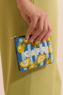 Pochette perlée à motif citron