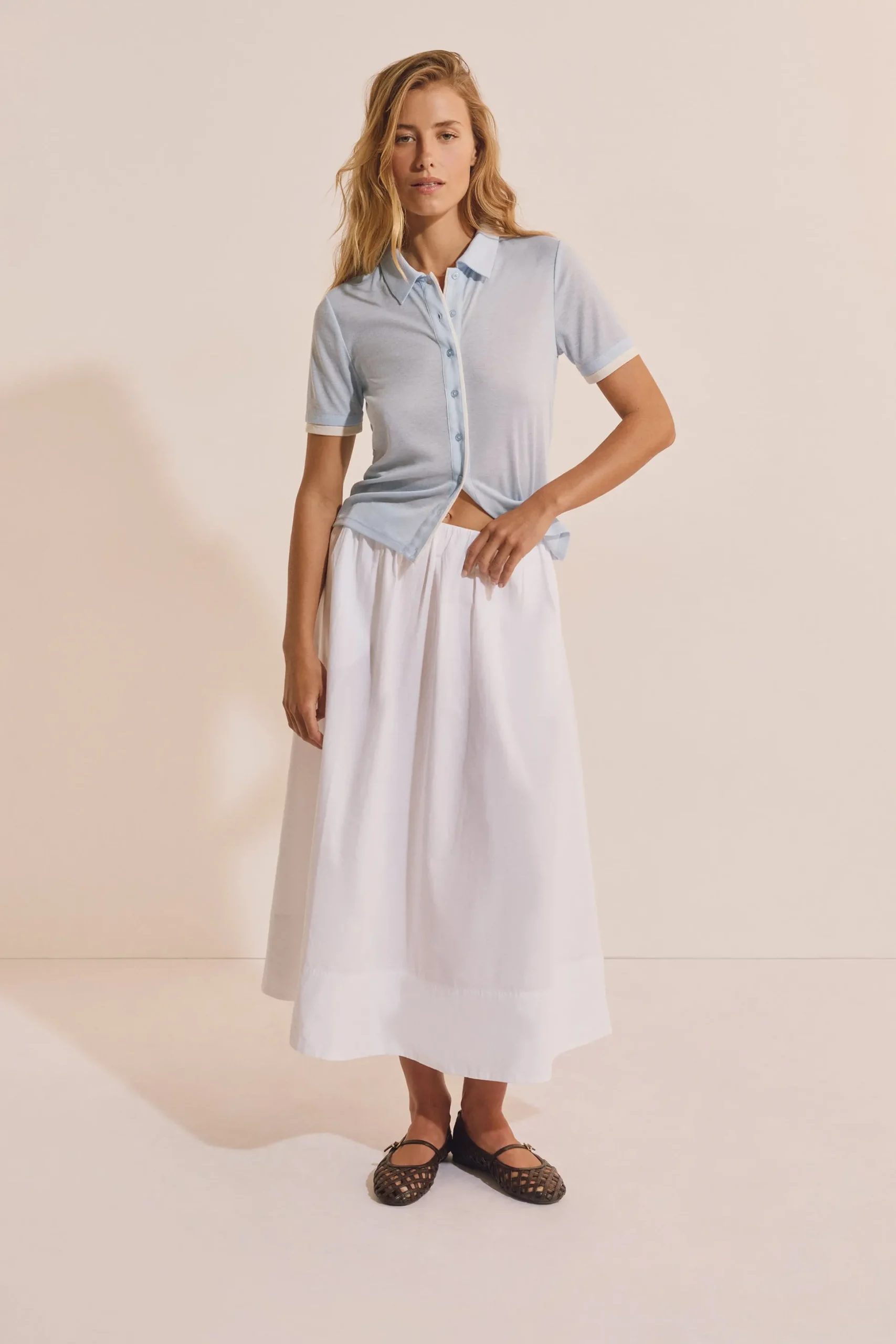Polo fin boutonné manches courtes