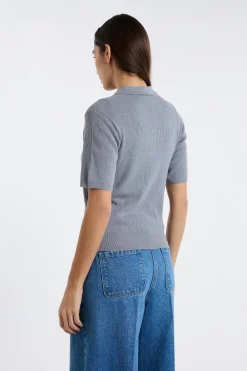 Polo manches courtes en maille fine pointelle