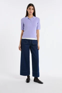 Polo manches courtes en maille fine pointelle