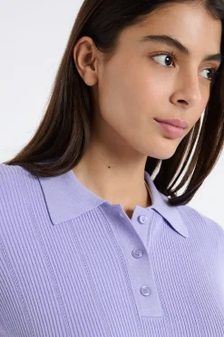 Polo manches courtes en maille fine pointelle