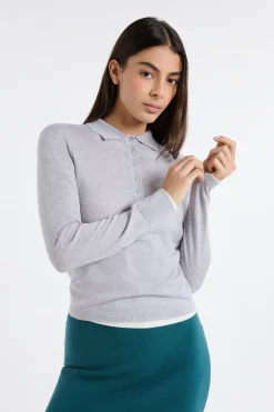 Polo manches longues 100% laine