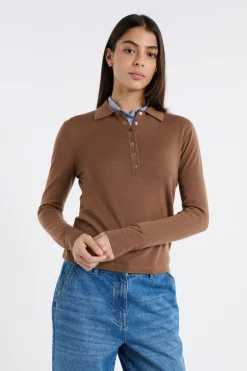 Polo manches longues 100% laine