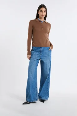 Polo manches longues 100% laine