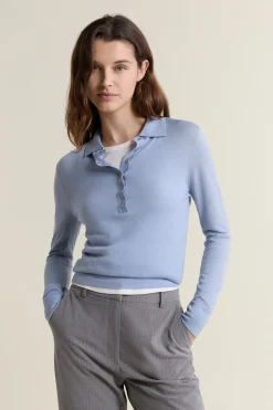 Polo manches longues 100% laine