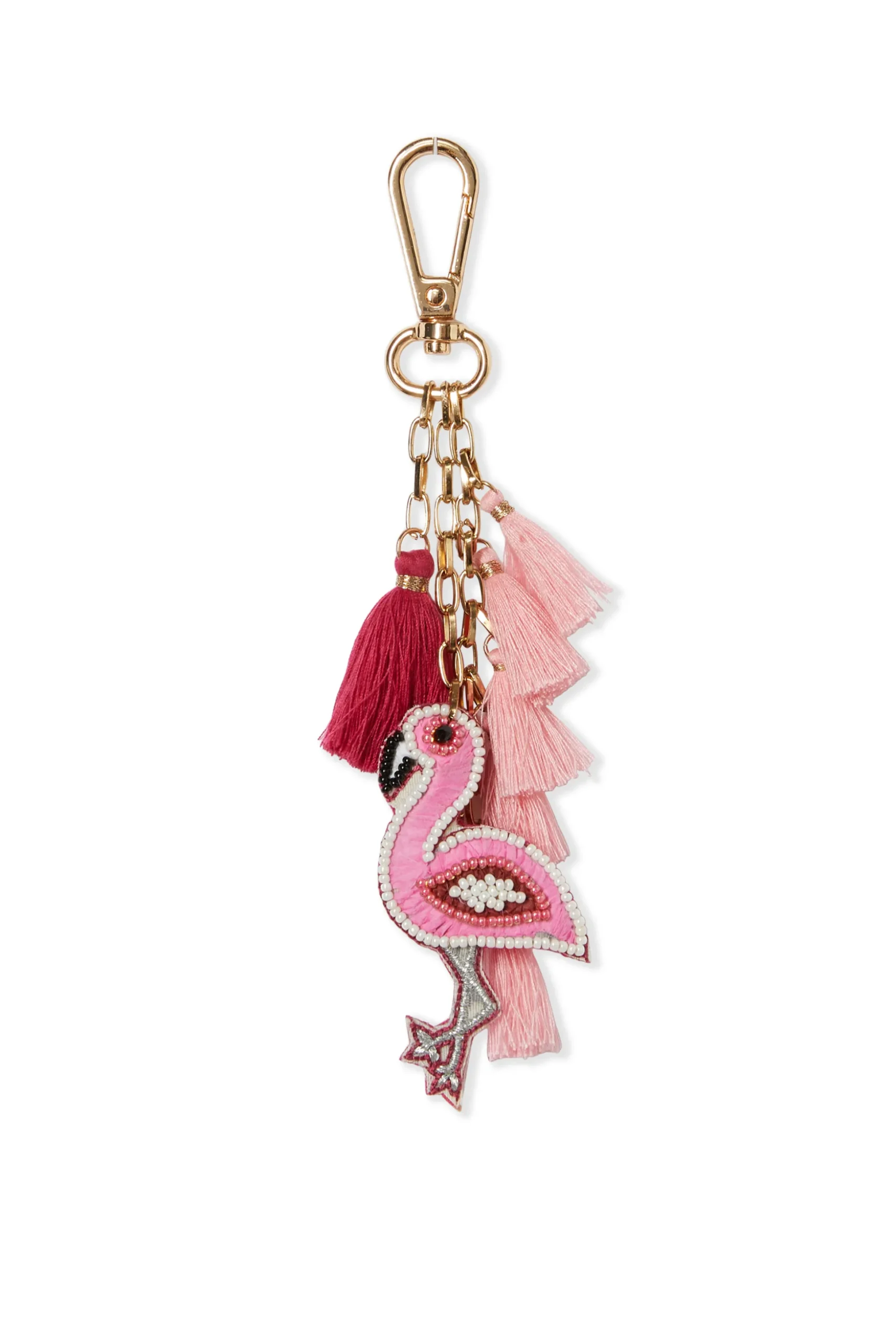 Porte-clés perlés flamant rose
