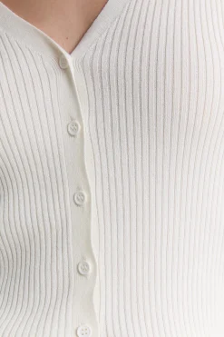 Pull cardigan manches longues en maille côtelée