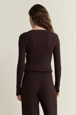 Pull cardigan manches longues en maille côtelée