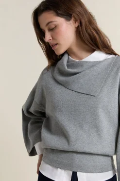 Pull col châle asymétrique