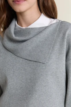 Pull col châle asymétrique