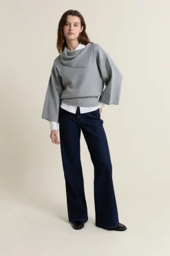 Pull col châle asymétrique