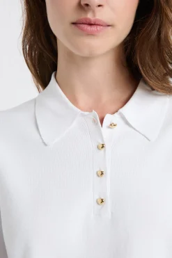 Pull col polo avec boutons dorés