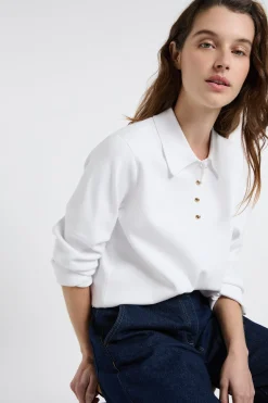 Pull col polo avec boutons dorés