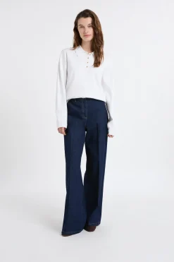 Pull col polo avec boutons dorés