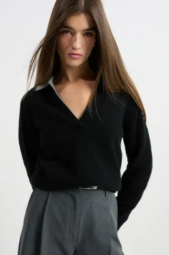 Pull col polo en cachemire