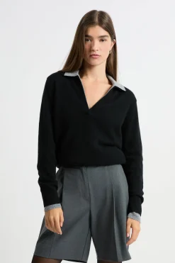 Pull col polo en cachemire