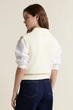 Pull col polo sans manches