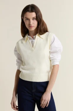 Pull col polo sans manches