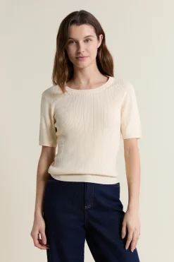 Pull col rond en maille fine pointelle