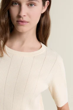 Pull col rond en maille fine pointelle