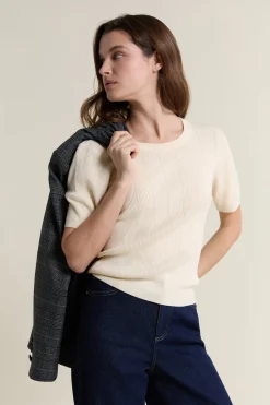 Pull col rond en maille fine pointelle