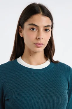 Pull col rond en maille fine pointelle