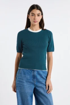 Pull col rond en maille fine pointelle