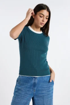 Pull col rond en maille fine pointelle