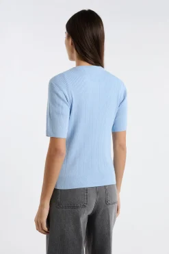 Pull col rond en maille fine pointelle