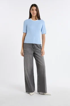 Pull col rond en maille fine pointelle