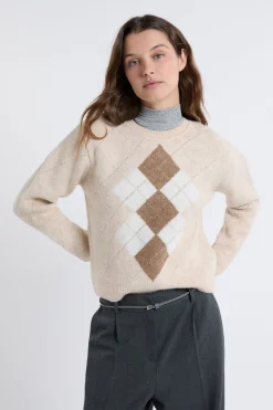 Pull col rond à motifs