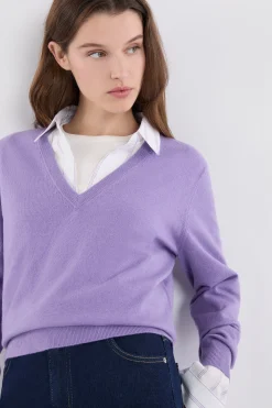 Pull col V avec laine