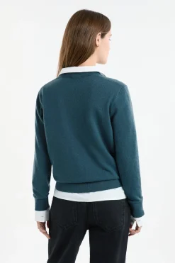 Pull col V avec laine
