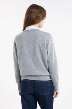 Pull col V avec laine