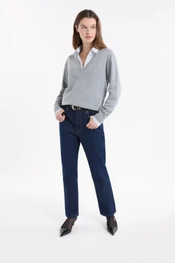 Pull col V avec laine
