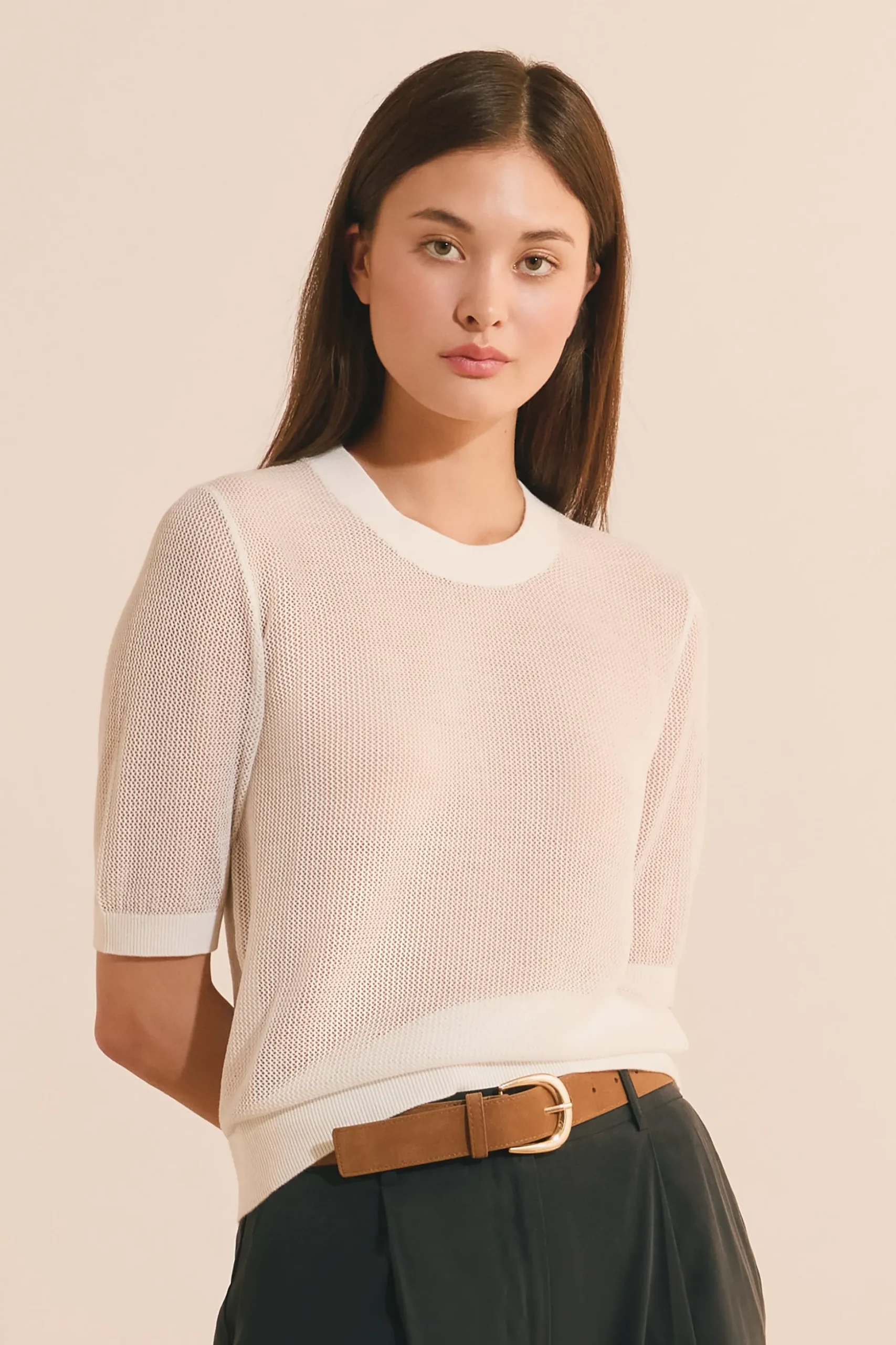 Pull manches courtes ajouré
