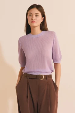 Pull manches courtes ajouré