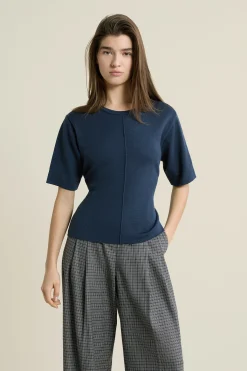 Pull manches courtes ceinturée