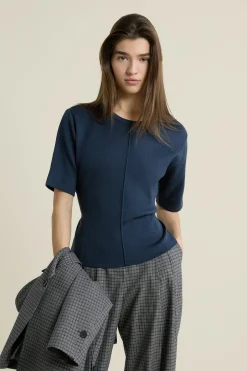 Pull manches courtes ceinturée