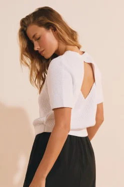 Pull manches courtes décolleté dos