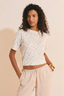 Pull manches courtes à motifs