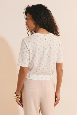 Pull manches courtes à motifs