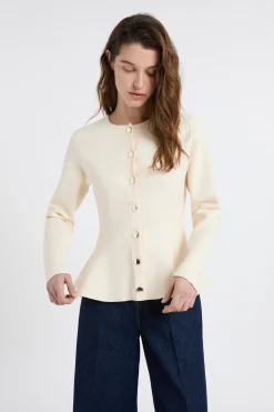 Pull peplum à boutons dorés
