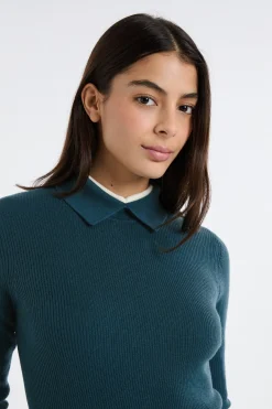 Pull polo à côtes