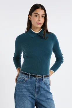 Pull polo à côtes
