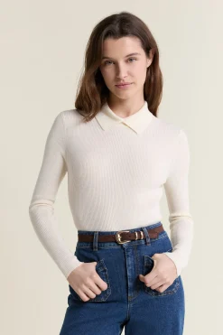 Pull polo à côtes