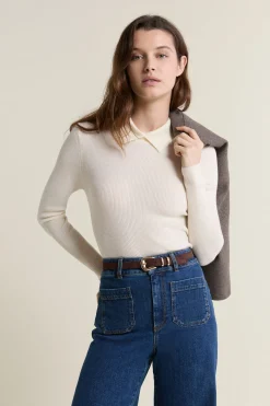 Pull polo à côtes