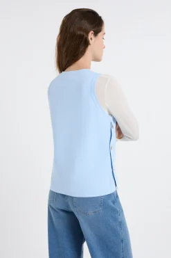 Pull sans manches boutonné
